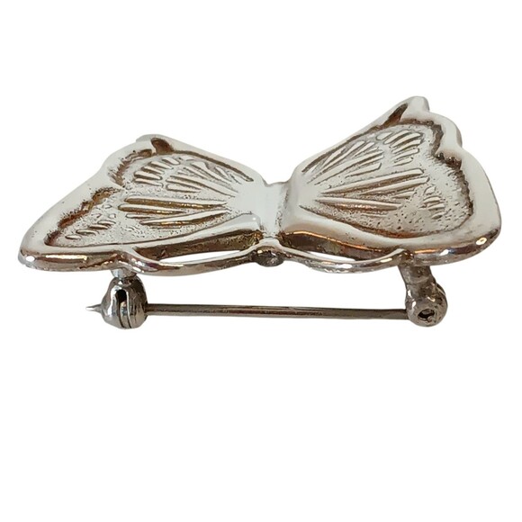VTG Sterling Silver Butterfly Brooch Pin 3D Design Textured Wings Marked RNS 1x1 - Picture 4 of 10